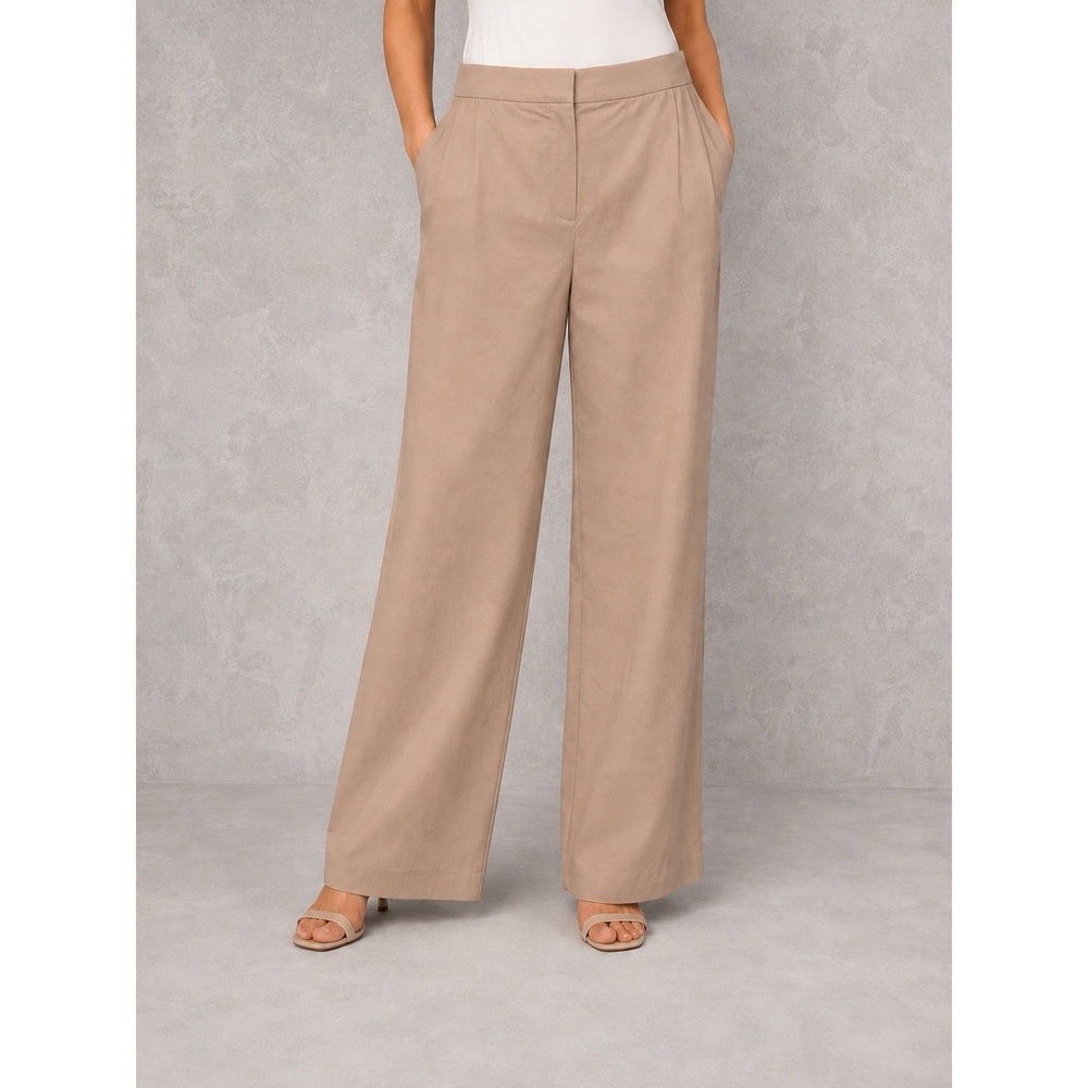 Staud Wide Leg Pants Womens 4 Beige High Rise Pleated Tailored Trousers